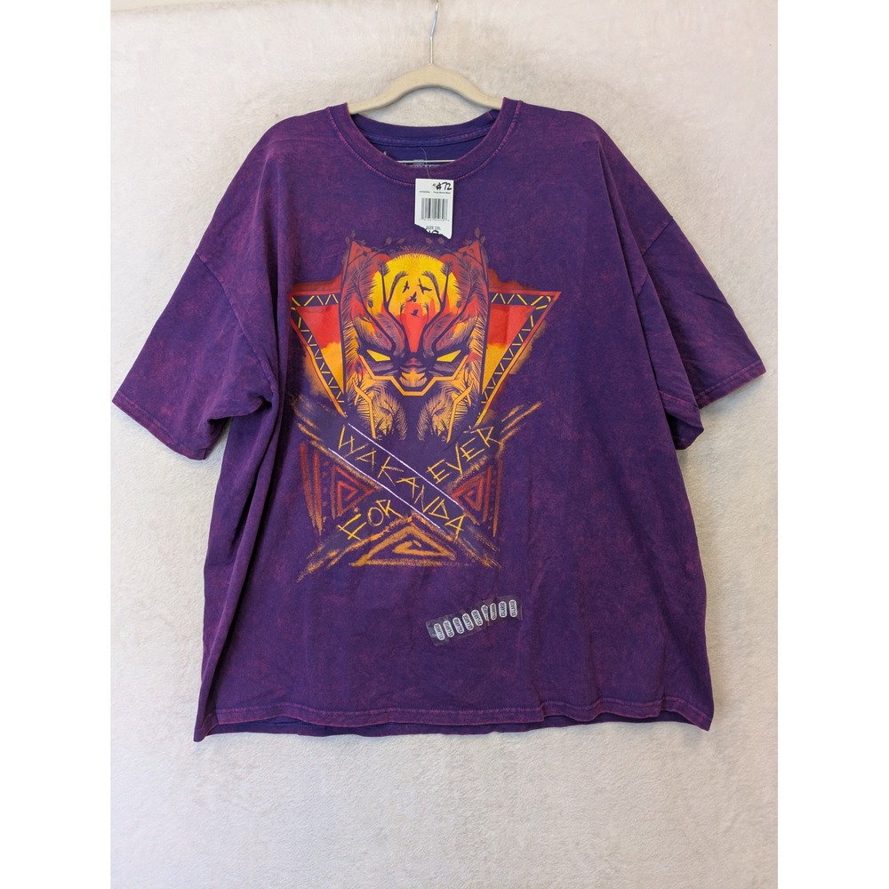 NEW Marvel Avengers T-Shirt Men's 2XL Purple Wakanda Forever Mineral Wash